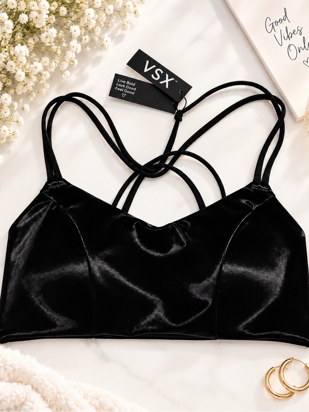 Victoria’s Secret VSX Black Velvet Strappy Bralette